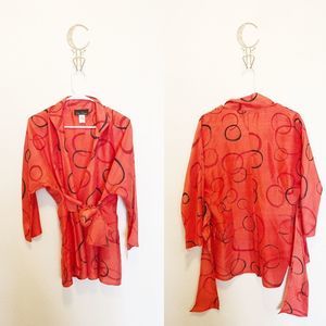 Alexis Abrams 100% Silk Red Wrap Blouse Medium